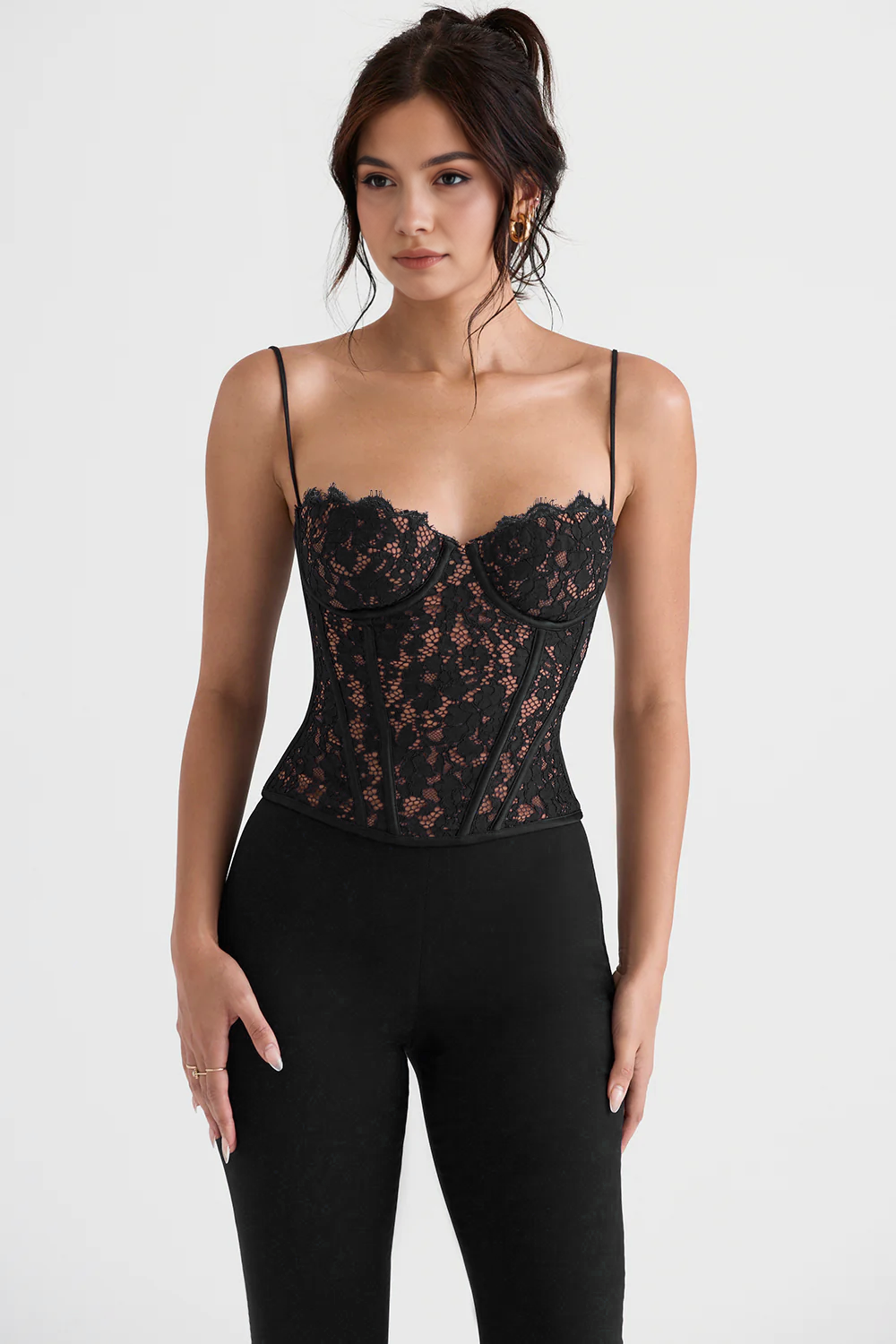 Corset Renda Samantha Preto - Floratta