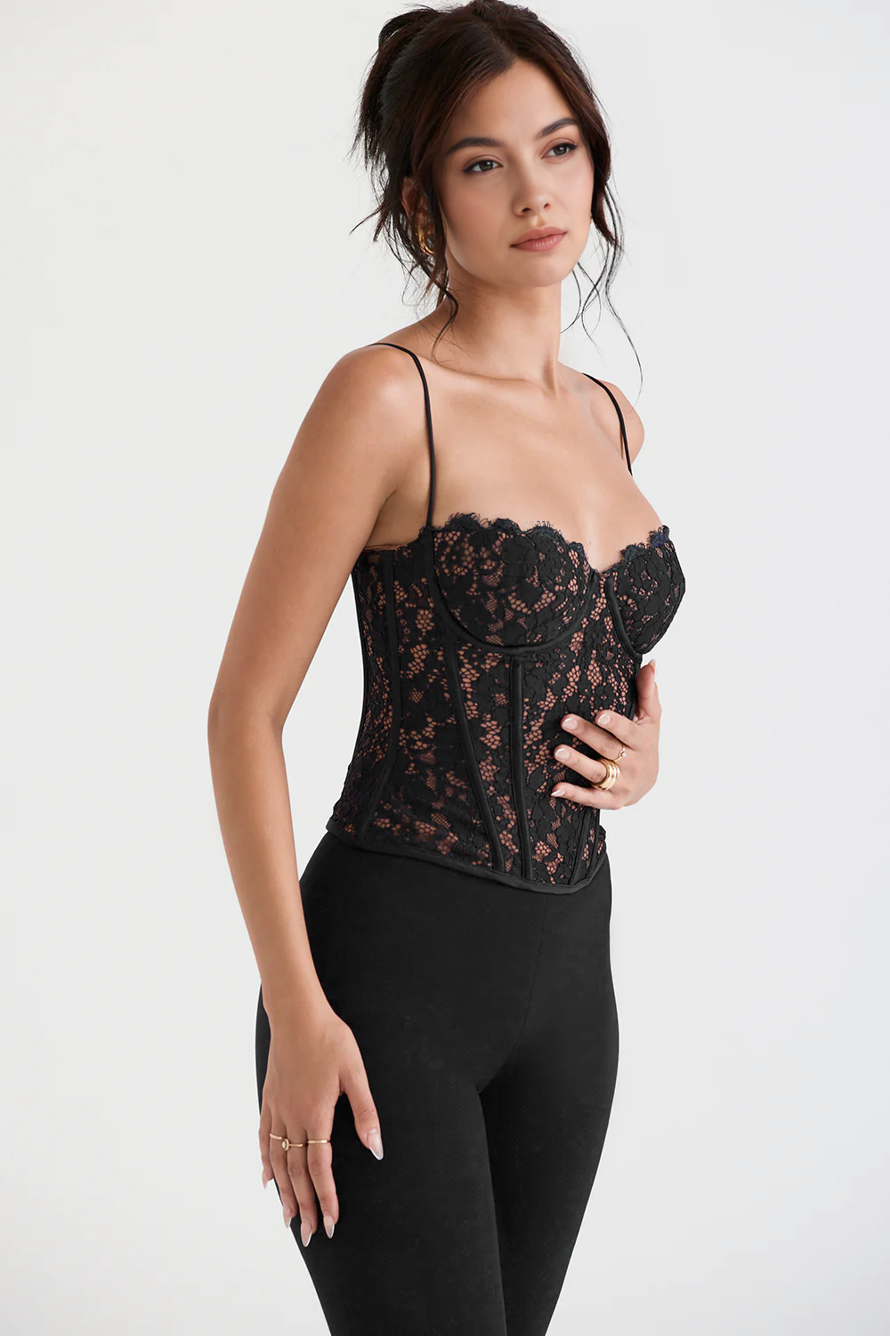 Corset Renda Samantha Preto - Floratta