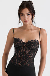 Corset Renda Samantha Preto - Floratta