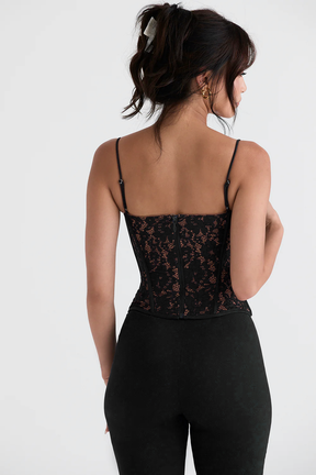 Corset Renda Samantha Preto - Floratta
